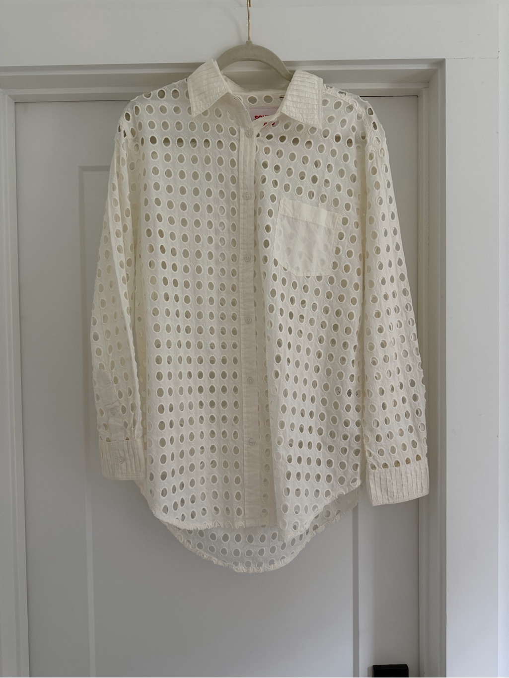 Solid And Stripe Oxford Cream Eyelet Button-Up Shirt